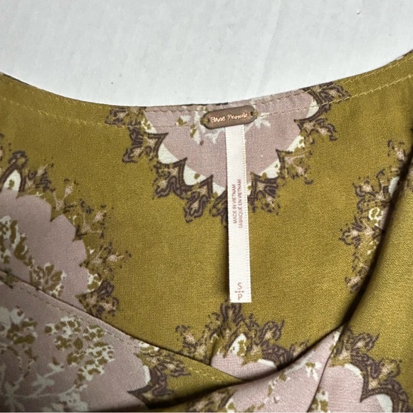 Free People Women's Blouse Size Small Green Floral - Picture 5 of 9